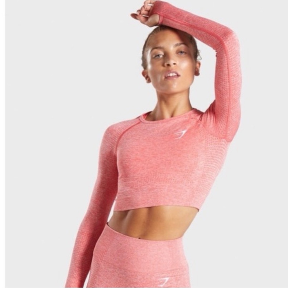 Gymshark Vital Seamless Long Sleeve Crop - Coral Marl